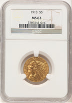 1913 $5 Indian Half Eagle NGC MS63 (779276031)