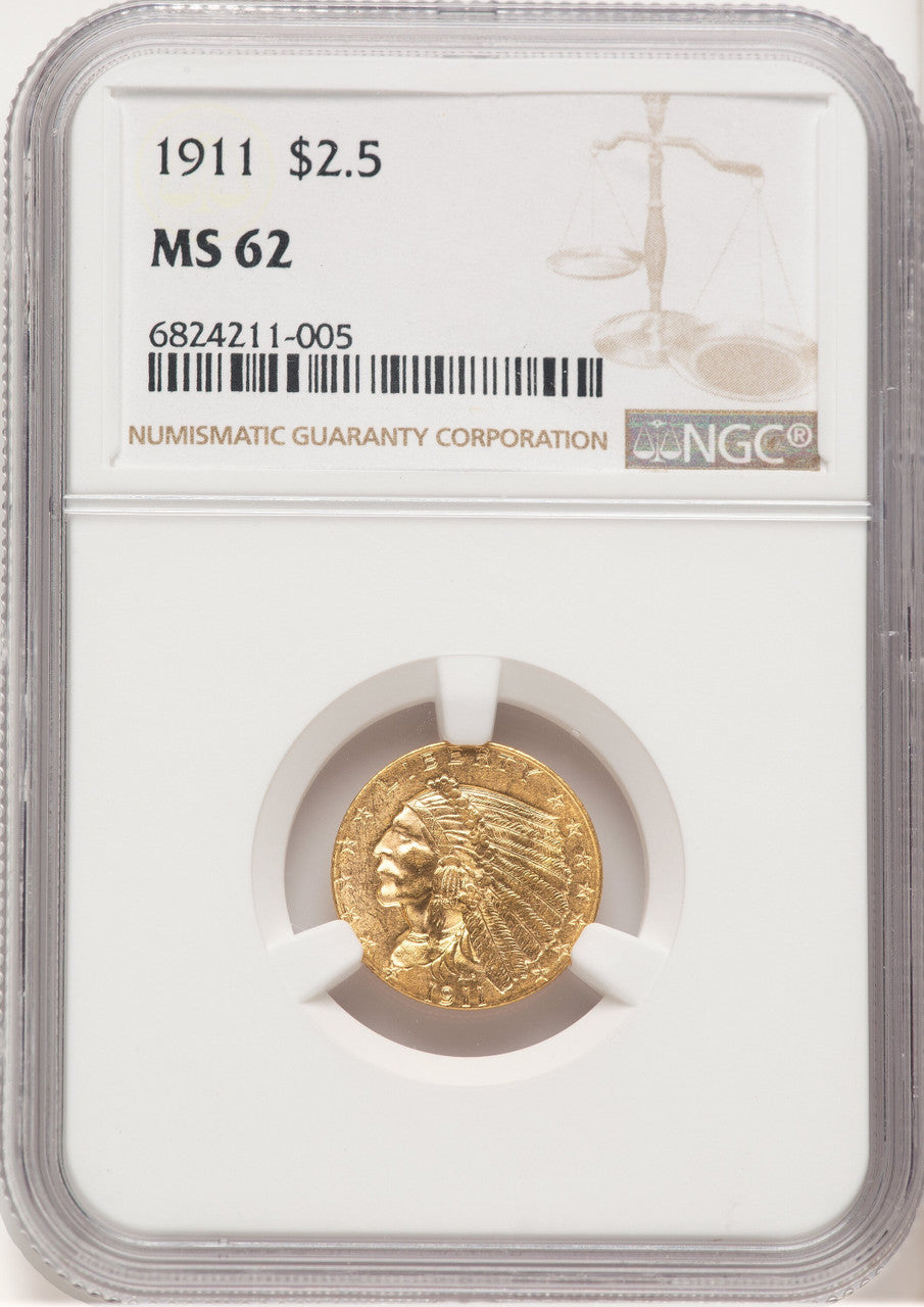 1911 $2.50 Indian Quarter Eagle NGC MS62 (779282010)