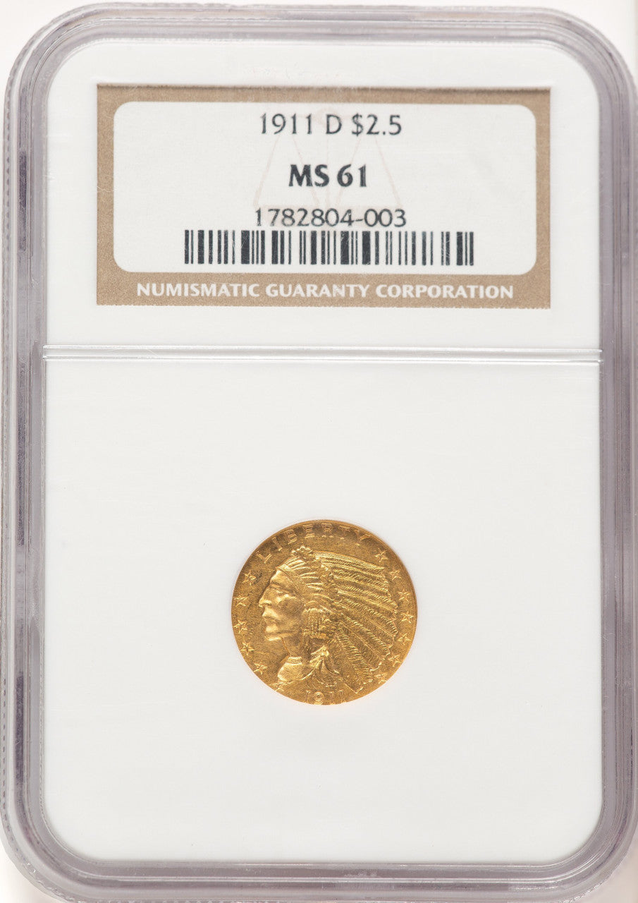1911-D $2.50 Indian Quarter Eagle NGC MS61 (779285018)