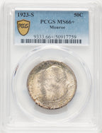 1923-S 50C Monroe Commemorative Silver PCGS MS66+