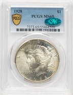 1928 CAC Peace Dollar PCGS MS65