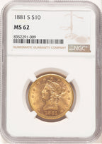 1881-S $10 Liberty Eagle NGC MS62