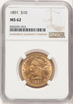 1891 $10 Liberty Eagle NGC MS62