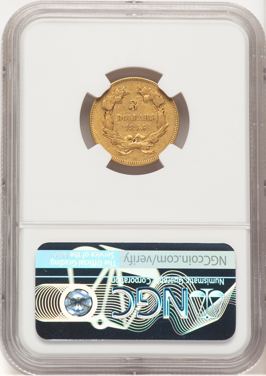 1855 $3 Three Dollar Gold Pieces NGC XF45 (779299015)