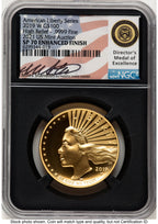2019-W G$100 American Liberty High Relief Enhanced 2021 US Mint Auction Miles Standish NGC MS70