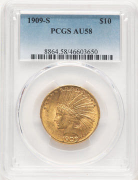 1909-S $10 Indian Eagle PCGS AU58 (779313003)