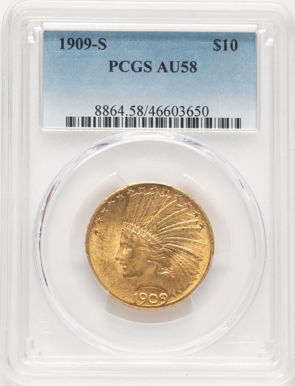 1909-S $10 Indian Eagle PCGS AU58 (779313003)