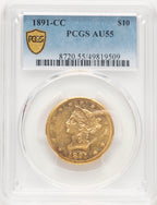 1891-CC $10 Liberty Eagle PCGS AU55 (779331008)