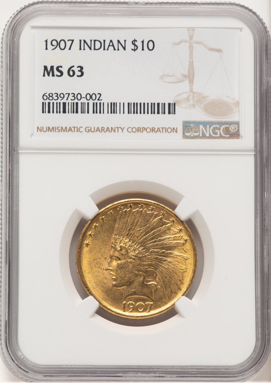 1907 $10 No Motto Indian Eagle NGC MS63