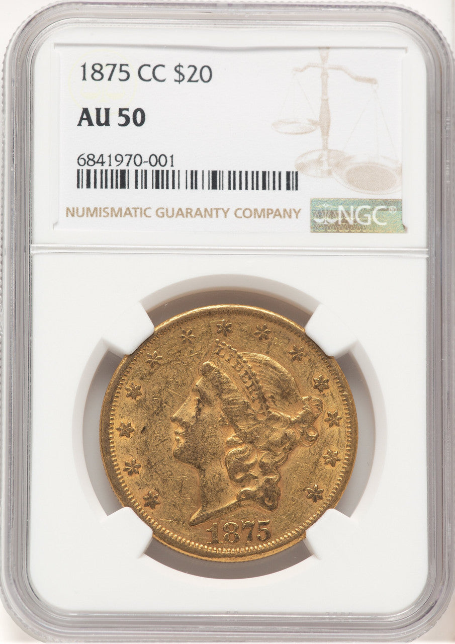 1875-CC $20 Liberty Double Eagle NGC AU50