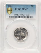 1934 5C Buffalo Nickel PCGS MS67