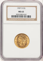 1907-D $5 Liberty Half Eagle NGC MS63