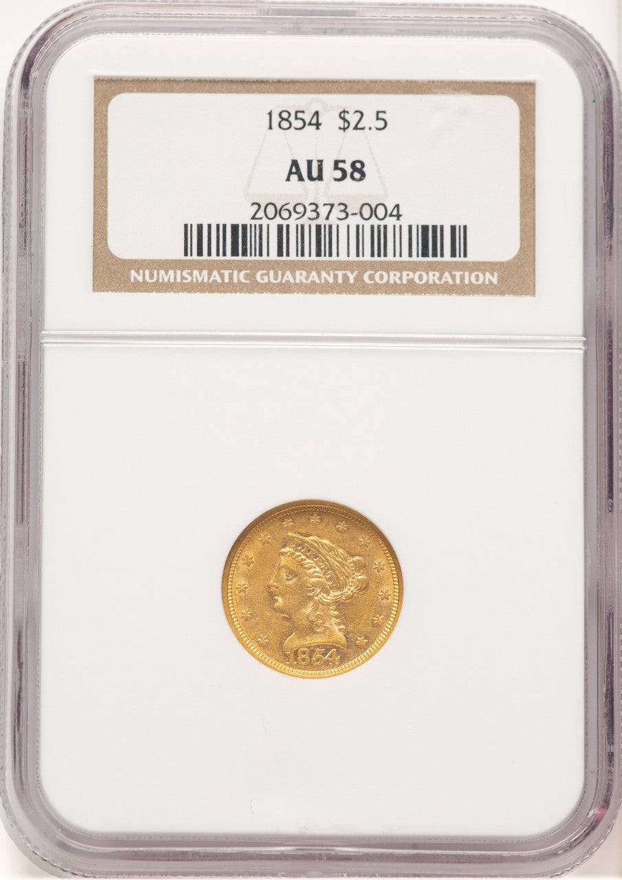 1854 $2.50 Liberty Quarter Eagle NGC AU58 (779362030)