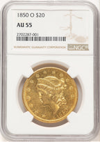 1850-O $20 Liberty Double Eagle NGC AU55 (779390004)