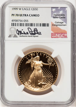1999-W Proof Gold Eagle 1 oz Mike Castle NGC PF70