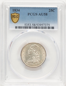 1834 25C Bust Quarter PCGS AU58