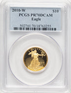 2010-W Proof Gold Eagle 1/4 oz Blue Label PCGS PR70