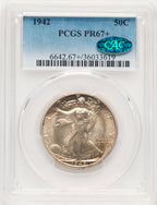 1942 50C CAC Proof Walking Liberty Half Dollar PCGS PR67+