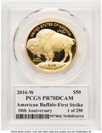 2016-W Proof Gold Buffalo 1 oz James Earle Fraser PCGS PR70