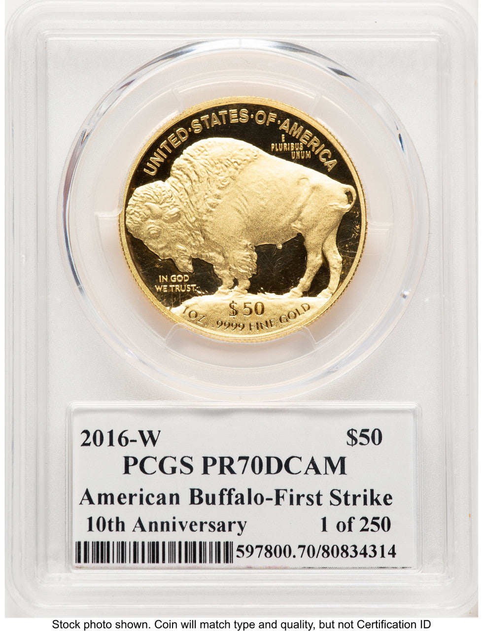 2016-W Proof Gold Buffalo 1 oz James Earle Fraser PCGS PR70