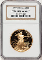 2007-W Proof Gold Eagle 1 oz Brown Label NGC PF70
