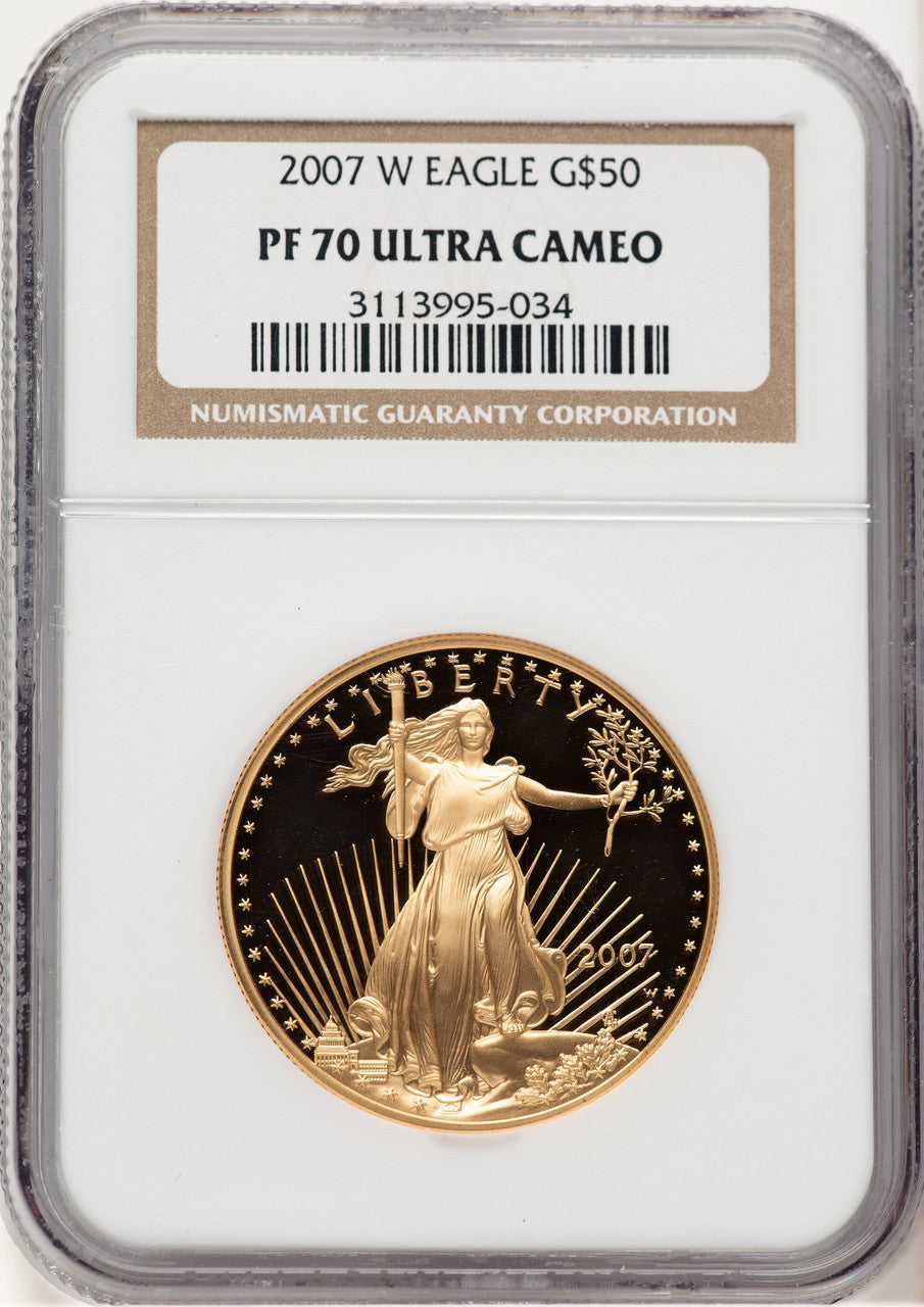2007-W Proof Gold Eagle 1 oz Brown Label NGC PF70