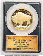 2019-W Proof Gold Buffalo 1 oz FDI Thomas Cleveland Scroll PCGS PR70 (779421017)