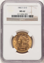 1882-S $10 Liberty Eagle NGC MS62 (779429017)