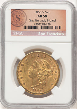 1865-S $20 Liberty Double Eagle NGC AU58 (779464016)