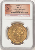 1865-S $20 Liberty Double Eagle NGC AU58 (779464016)