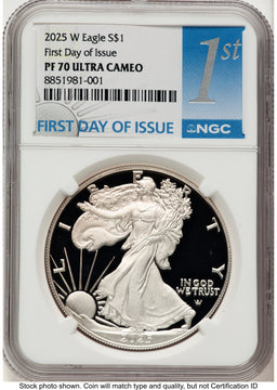 2025-W Proof Silver Eagle 1 oz FDI 1ST NGC PF70