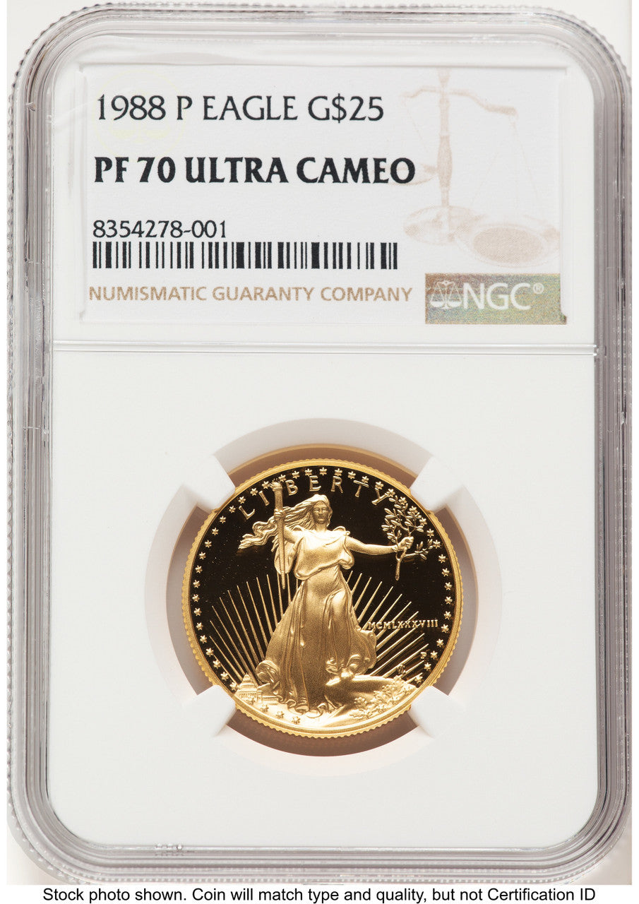1988-P Proof Gold Eagle 1/2 oz Brown Label NGC PF70 (779473014)