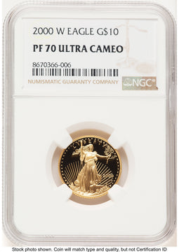 2000-W Proof Gold Eagle 1/4 oz Brown Label NGC PF70