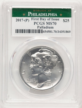 2017 Palladium Eagle 1 oz FDI Struck at Philadelphia PCGS MS70
