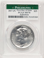 2017 Palladium Eagle 1 oz FDI Struck at Philadelphia PCGS MS70