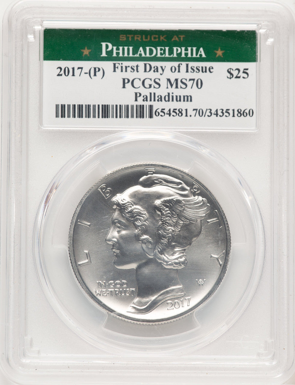 2017 Palladium Eagle 1 oz FDI Struck at Philadelphia PCGS MS70