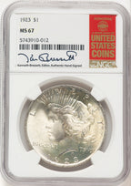 1923 Kenneth Bressett Red Book Peace Dollar NGC MS67