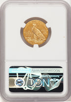 1911-D $5 Brown Label Indian Half Eagle NGC AU58