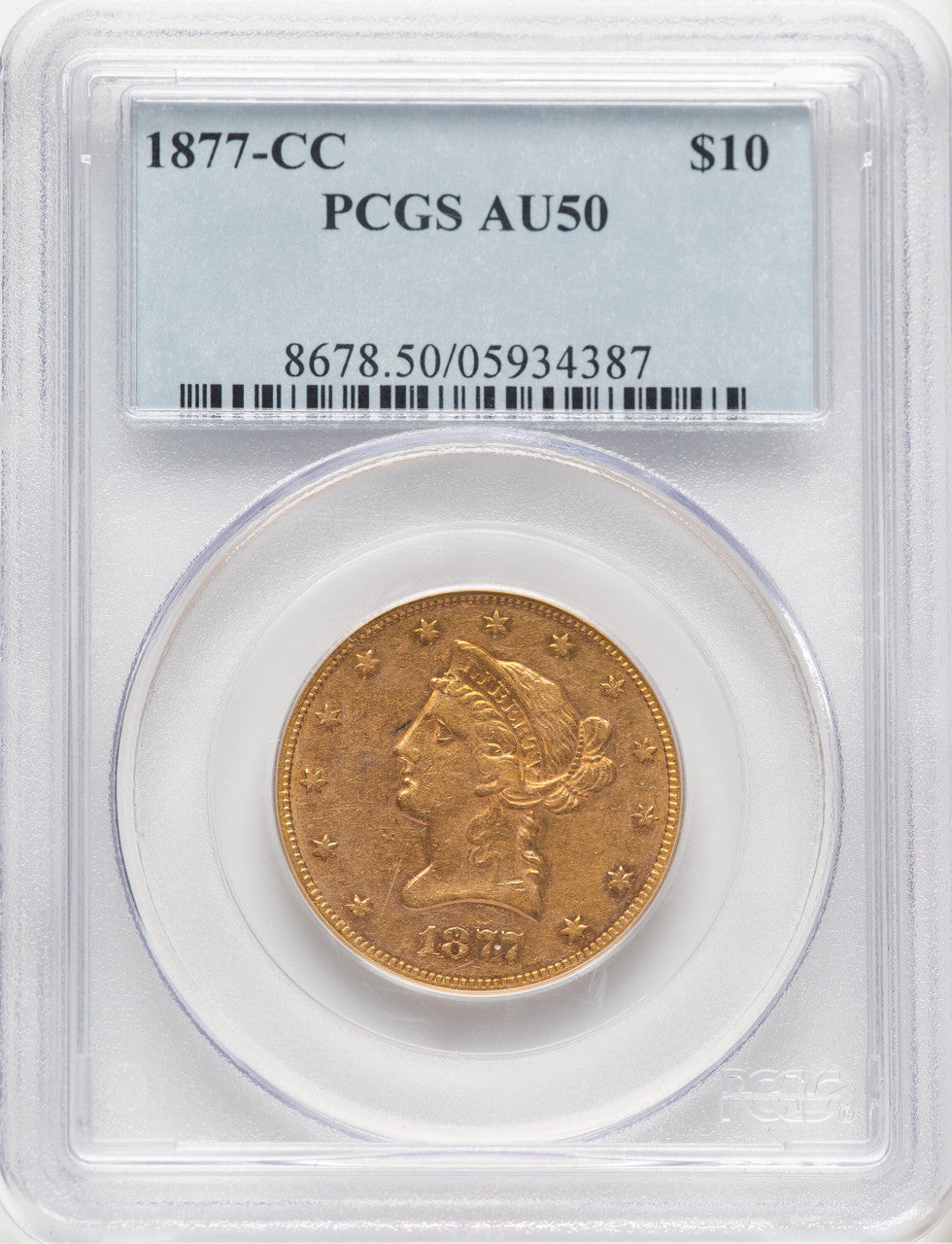 1877-CC $10 Liberty Eagle PCGS AU50 (779548001)