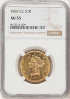 1883-CC $10 Liberty Eagle NGC AU55
