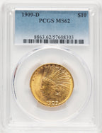 1909-D $10 Indian Eagle PCGS MS62 (779584040)
