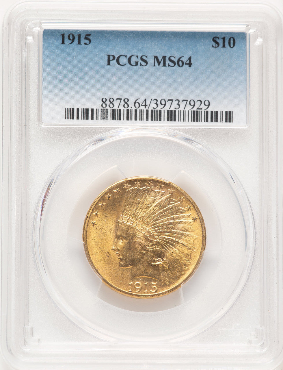 1915 $10 Blue Gradient Indian Eagle PCGS MS64