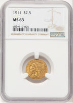 1911 $2.50 Indian Quarter Eagle NGC MS63 (779624001)