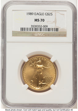 1989 Gold Eagle 1/2oz Brown Label NGC MS70