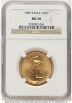 1989 Gold Eagle 1/2oz Brown Label NGC MS70
