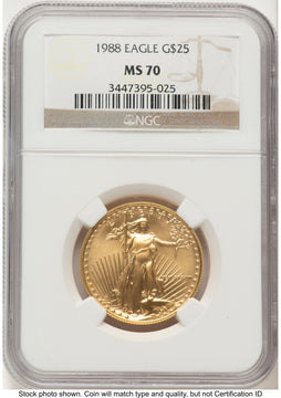 1988 Gold Eagle 1/2 oz Brown Label NGC MS70