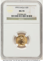 1993 Gold Eagle 1/10 oz Brown Label NGC MS70