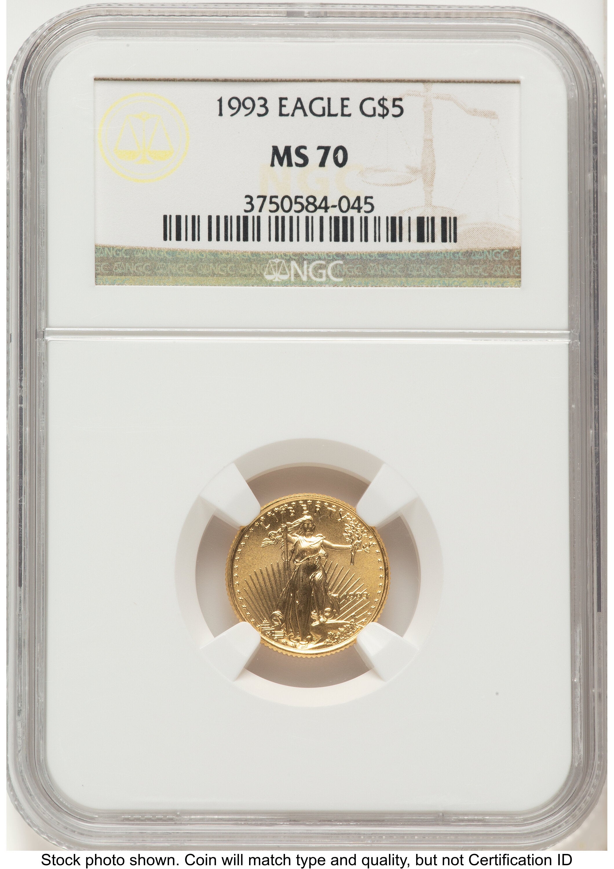 1993 Gold Eagle 1/10 oz Brown Label NGC MS70
