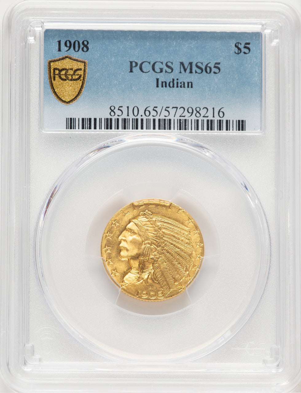 1908 $5 Indian Indian Half Eagle PCGS MS65 (779659002)
