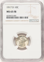 1917-D 10C FB Mercury Dime NGC MS65 (779691004)